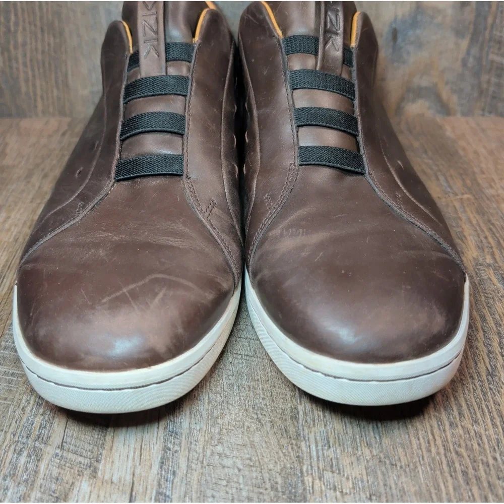 Kizik KZK Mens Size 13 M Hands Free New York Slip On Leather Brown Casual Shoes